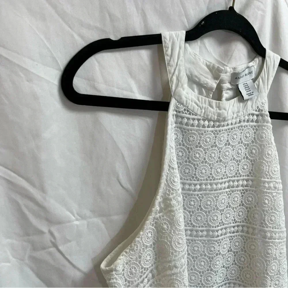 Antibes Blanc Women’s Size M White Sleeveless lace Blouse